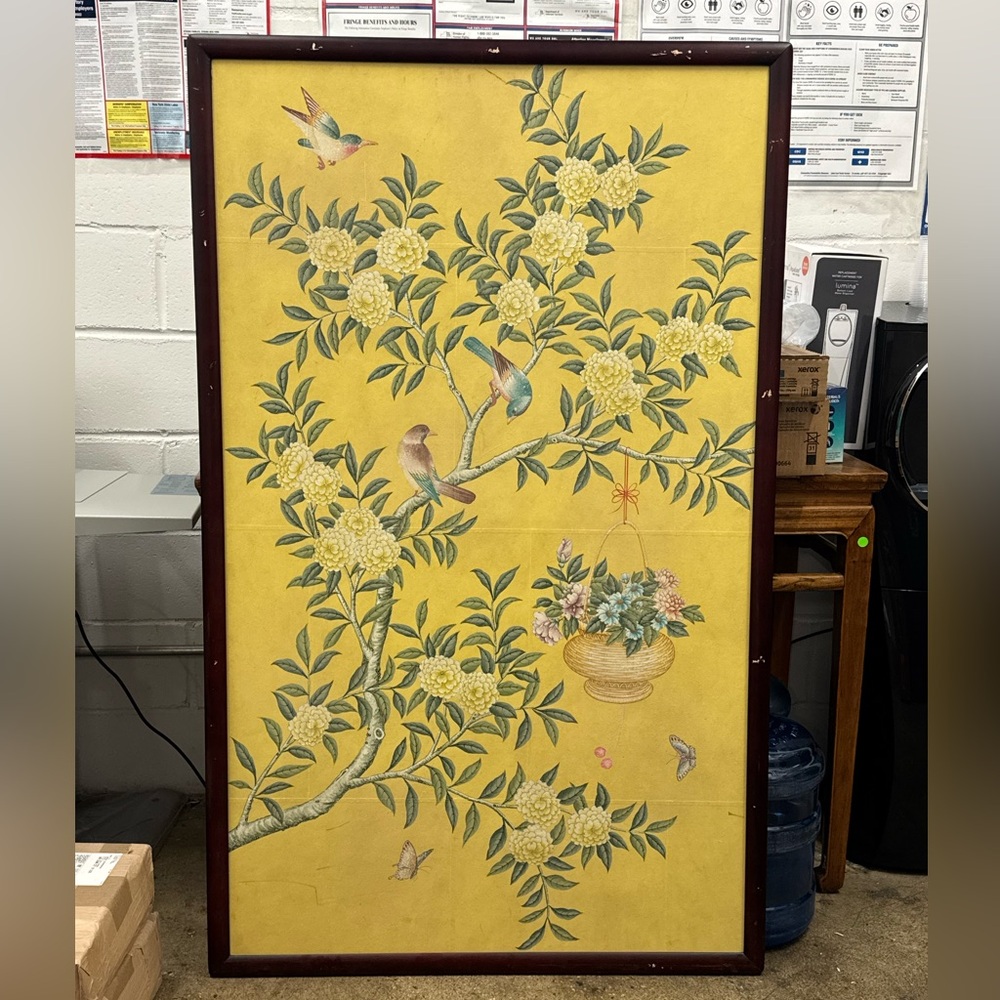 Yellow Floral Bird Art Panel